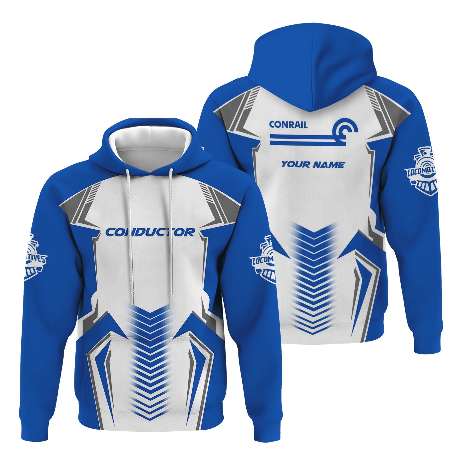 Railspirit Personalized Conrail Railroad Hoodie Standout Style with Custom Position Train Zip Up Hoodie