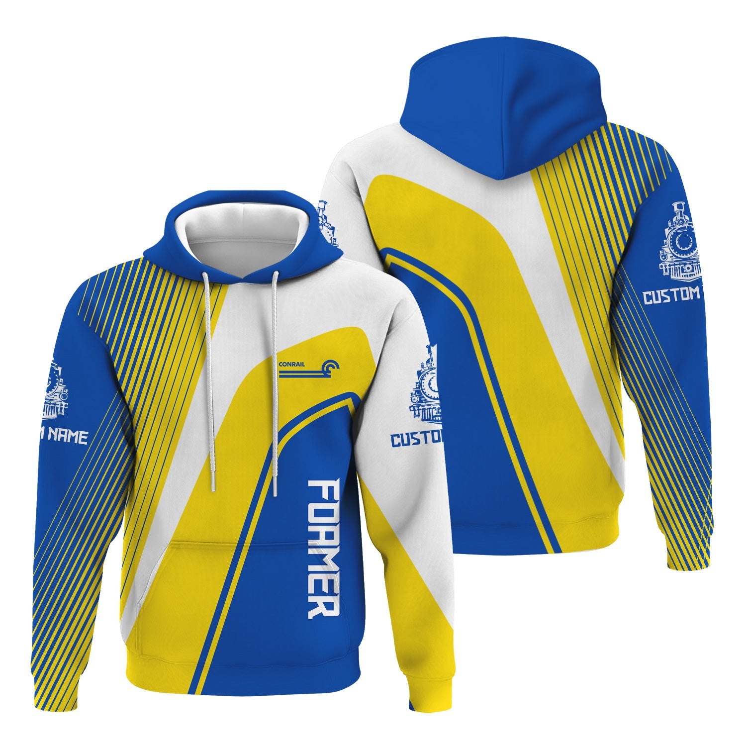 Railspirit Personalized Conrail Railroad Hoodie Vibrant Striking Style Zip Up Hoodie For Rail Enthusiasts