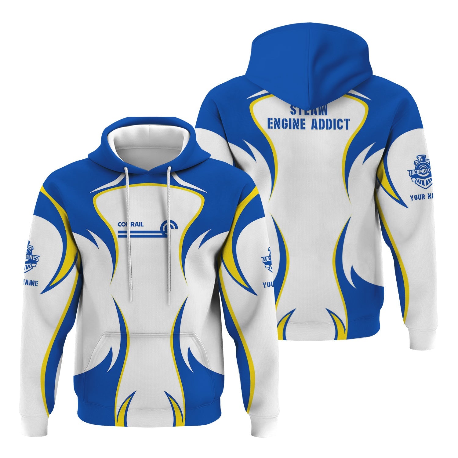 Railspirit Personalized Conrail Railroad Hoodie Distinctive Flame Style Zip Up Hoodie For Steam Engine Addict