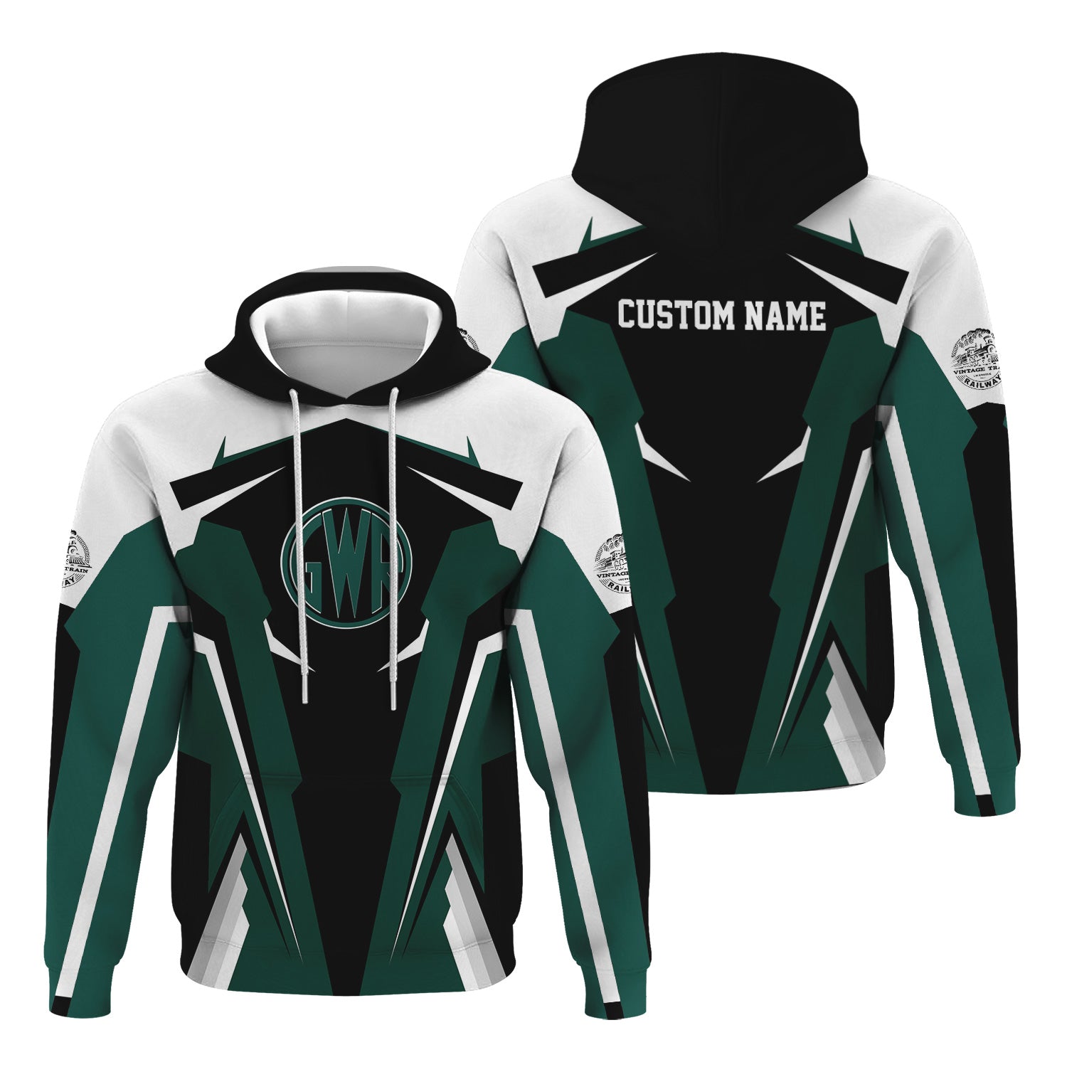 Railspirit Personalized Great Western Railway Hoodie Strong Green Line Style Train Zip Up Hoodie Gift Idea For Train Lover
