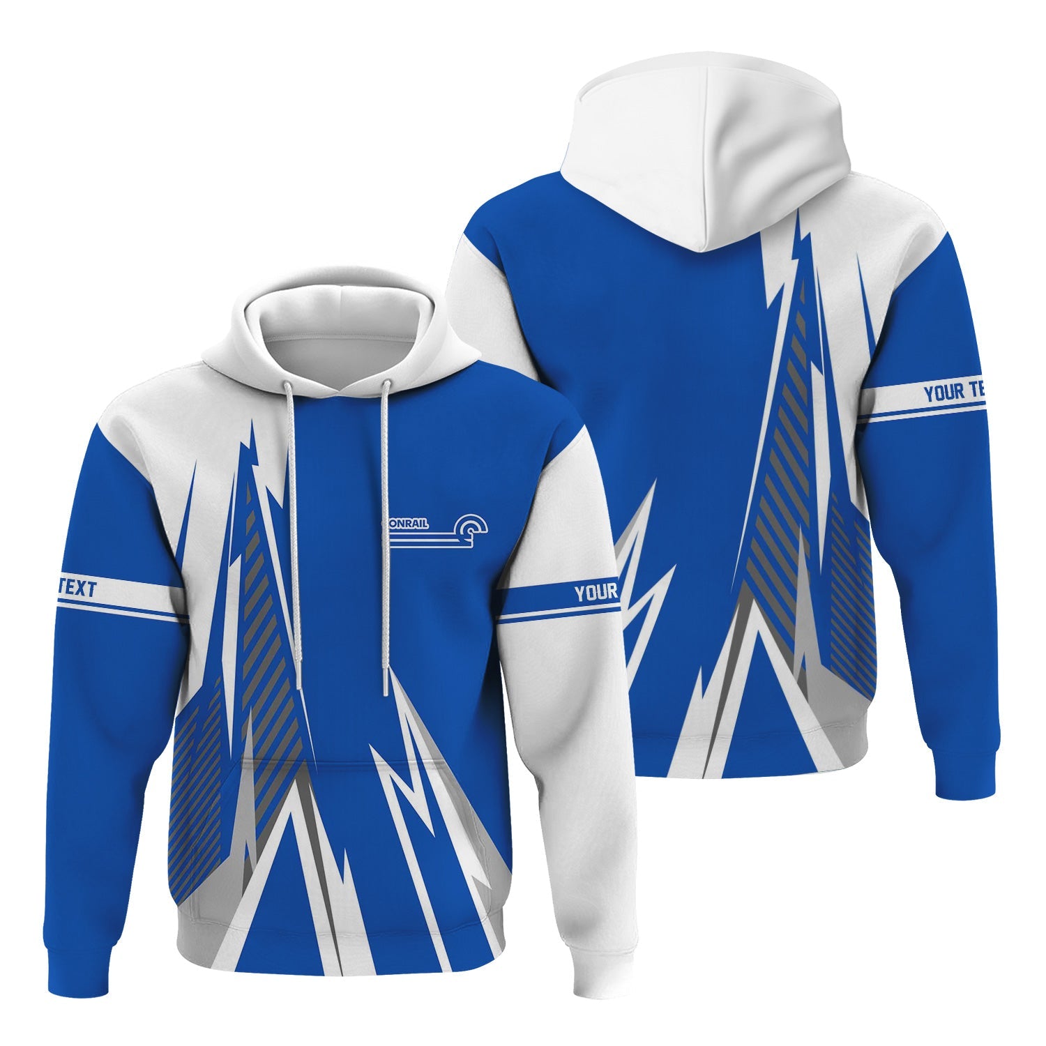 Railspirit Personalized Conrail Railroad Hoodie Lightning-Inspired Railway Style Zip Up Hoodie For Train Lovers