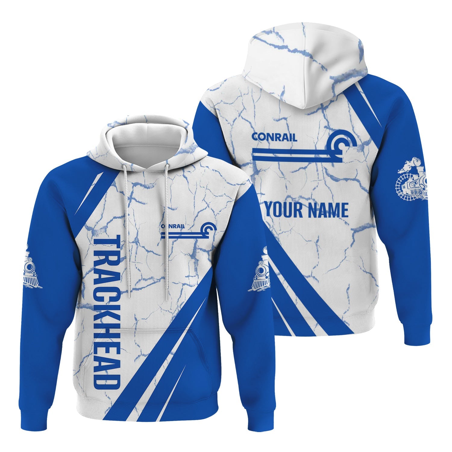 Railspirit Personalized Conrail Railroad Hoodie Crackle Texture Style Train Zip Up Hoodie For Trackhead