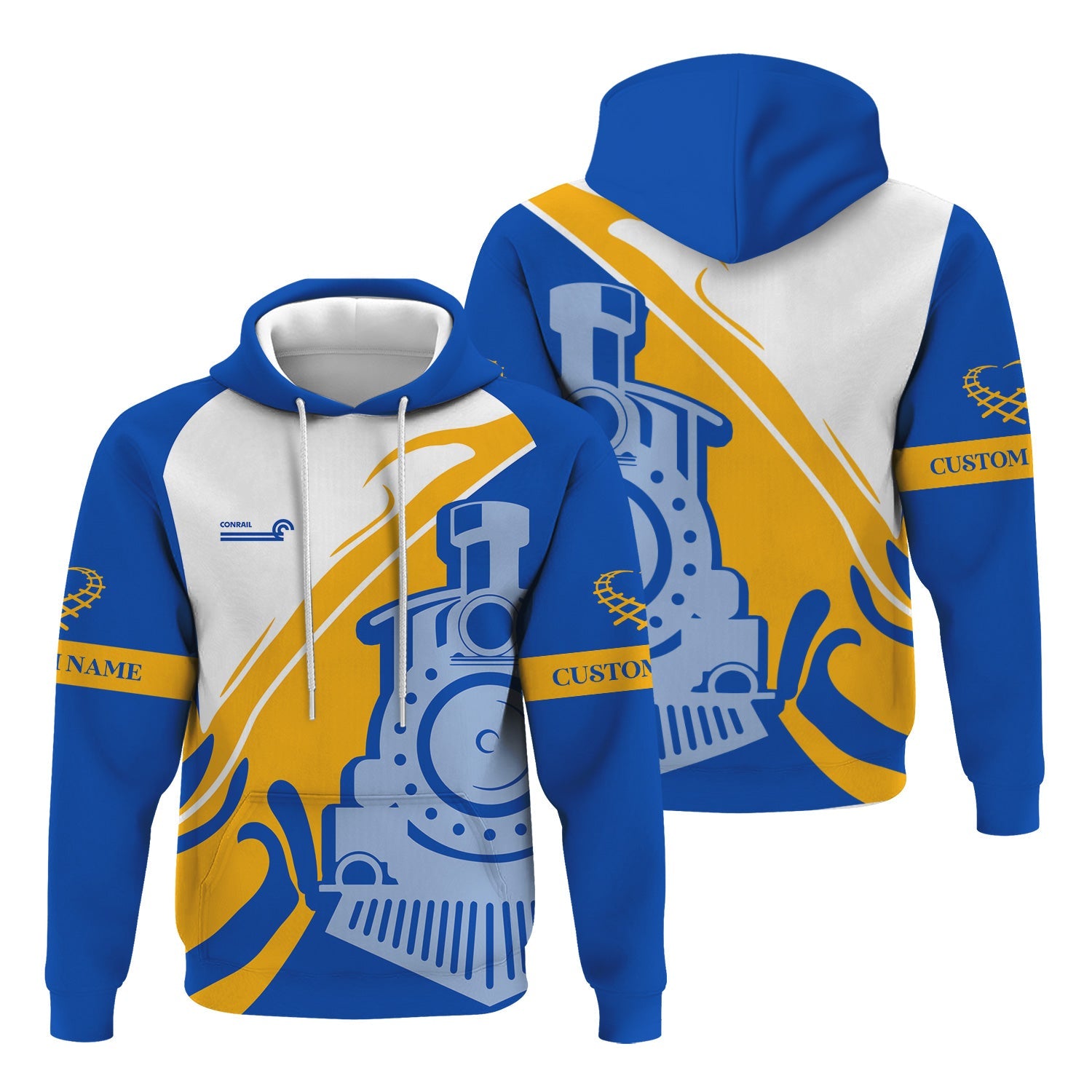Railspirit Personalized Conrail Railroad Hoodie Flame-Inspired Style Zip Up Hoodie Gift Idea For Train Lovers