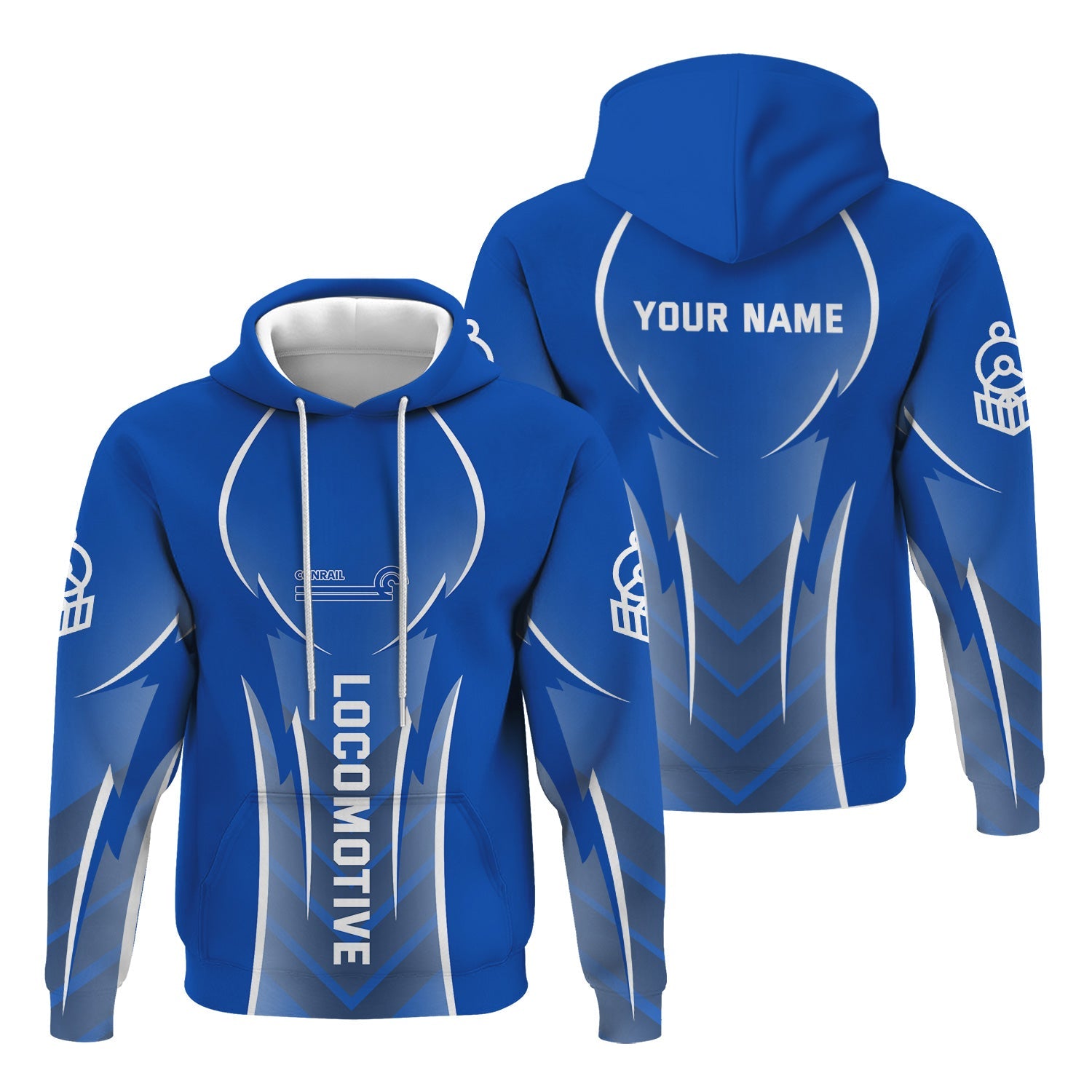 Railspirit Personalized Conrail Railroad Hoodie Striking Line Style Train Zip Up Hoodie For Locomotive Lovers