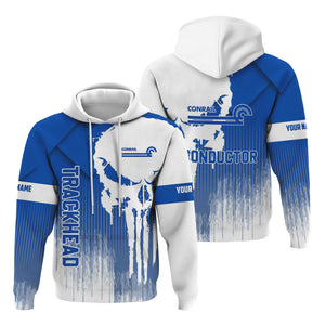 Railspirit Personalized Conrail Railroad Hoodie Skull Design with Custom Job Train Zip Up Hoodie for Trackhead Crew