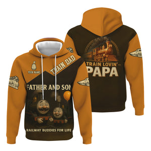 Railspirit Personalized Hoodie Father And Son Railway Buddies For Life Zip Up Hoodie Gift Idea For Train Lover