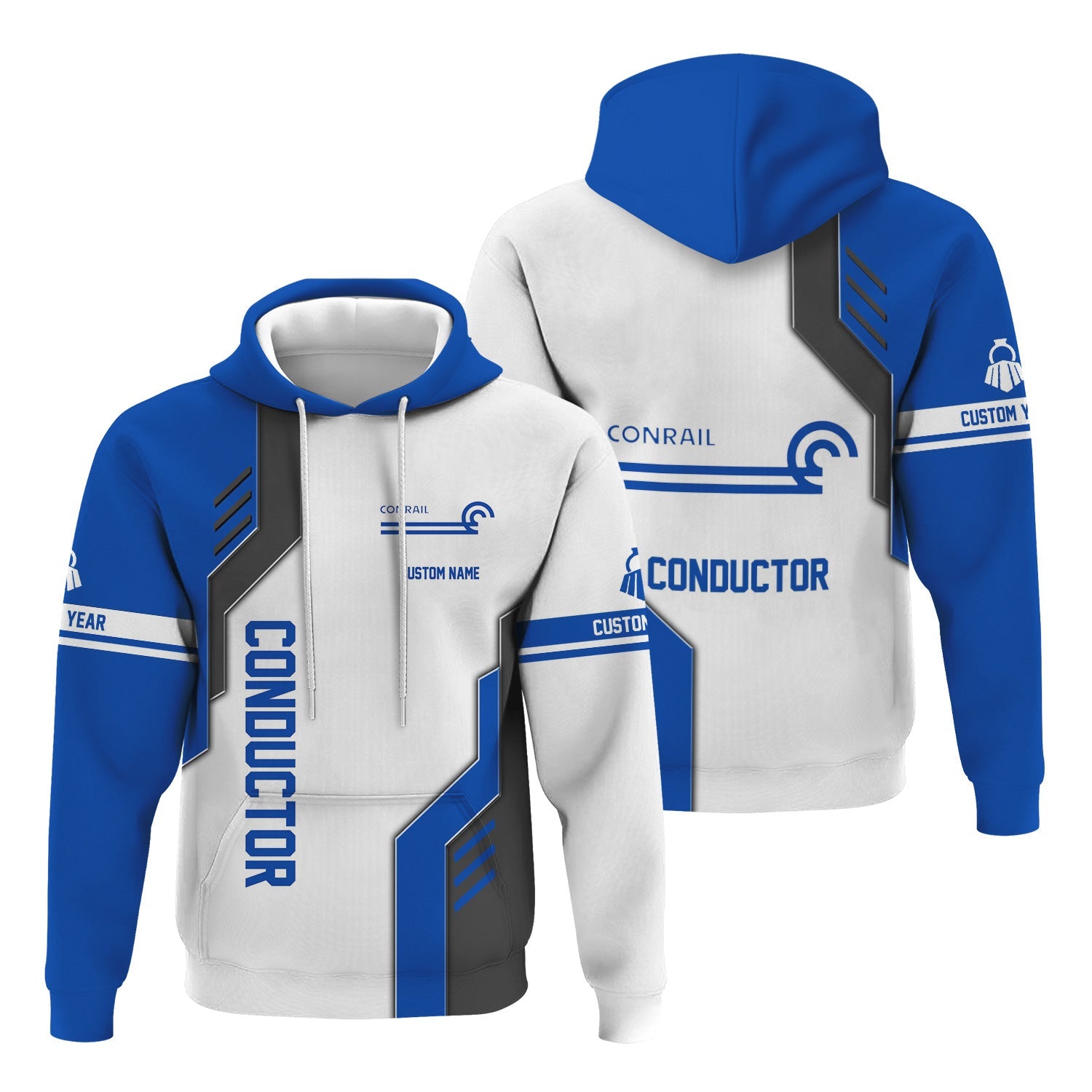 Railspirit Personalized Conrail Railroad Hoodie Unique Railway Style with Custom Job Train Zip Up Hoodie