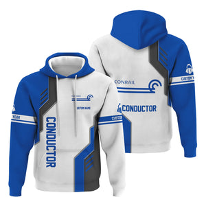 Railspirit Personalized Conrail Railroad Hoodie Unique Railway Style with Custom Job Train Zip Up Hoodie