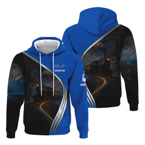 Railspirit Personalized Conrail Railroad Hoodie Steampunk Locomotive with Custom Year Train Zip Up Hoodie