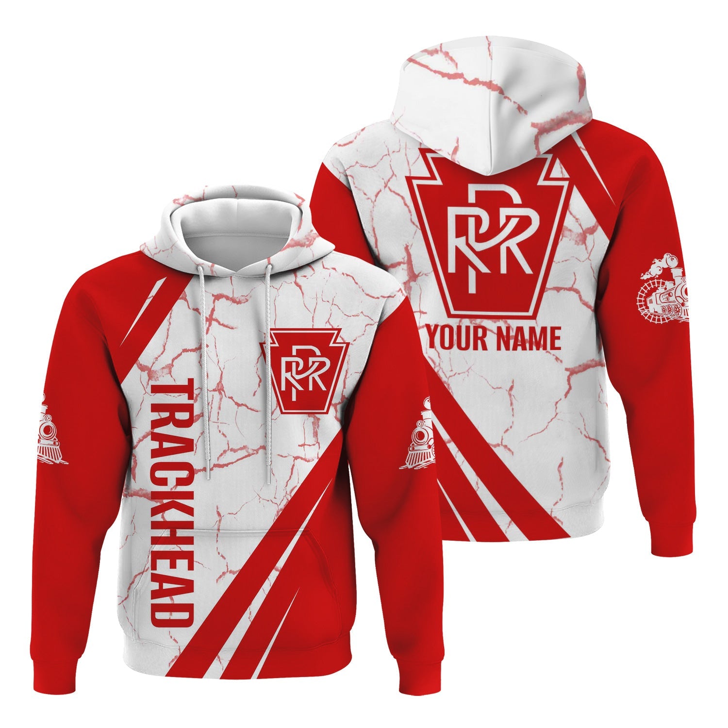 Railspirit Personalized Pennsylvania Railroad Hoodie Crackle Texture Style Train Zip Up Hoodie For Trackhead