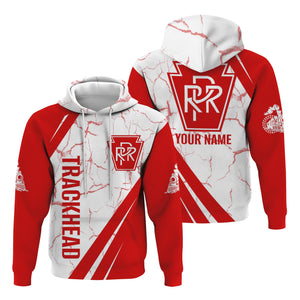 Railspirit Personalized Pennsylvania Railroad Hoodie Crackle Texture Style Train Zip Up Hoodie For Trackhead