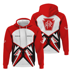 Railspirit Personalized Pennsylvania Railroad Hoodie Vibriant Style with Custom Position Train Zip Up Hoodie