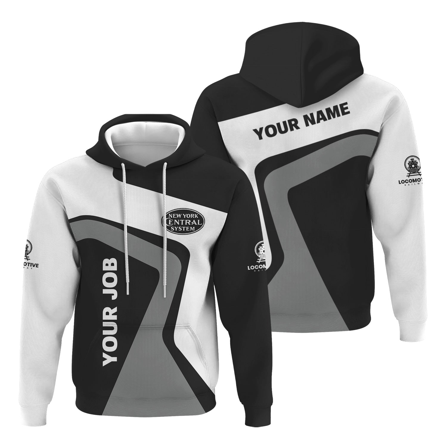 Railspirit Personalized New York Central Railroad Hoodie Unique Design with Custom Job Position Train Zip Up Hoodie