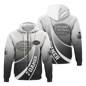Railspirit Personalized New York Central Railroad Hoodie Railway-Themed Style Zip Up Hoodie Gift Idea For Trainspotter
