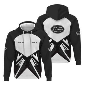 Railspirit Personalized New York Central Railroad Hoodie Vibriant Style with Custom Position Train Zip Up Hoodie