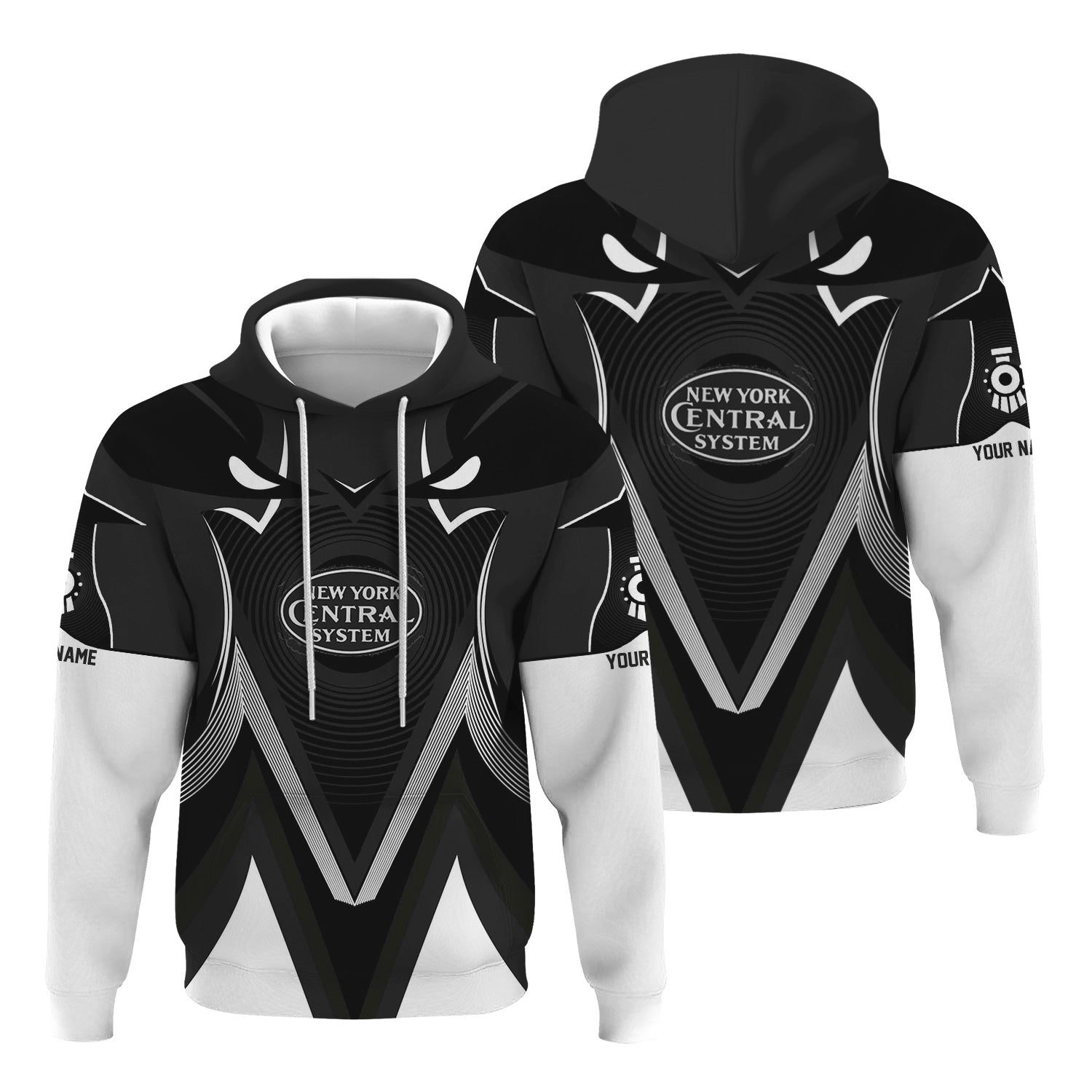 Railspirit Personalized New York Central Railroad Hoodie Vibrant Graphic Pattern Zip Up Hoodie For Train Enthusiasts