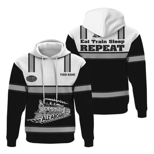 Railspirit Custom Name New York Central Railroad Hoodie Eat Train Sleep Repeat Printed Train Zip Hoodie