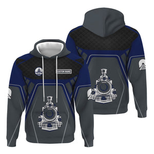 Railspirit Personalized Baltimore and Ohio Railroad Hoodie Steam Locomotive Engine Graphic B&O Train Zip Up Hoodie All Over Print