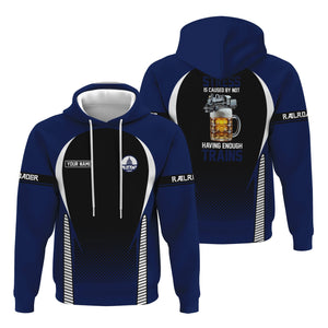 Railspirit Personalized Baltimore and Ohio Railroad Hoodie Stress Is Caused By Not Having Enough Trains B&O  Zip Up Hoodie