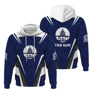 Railspirit Personalized Baltimore and Ohio Railroad Hoodie Railway Inspired Apparel B&O Train Zip Up Hoodie For Train Lovers