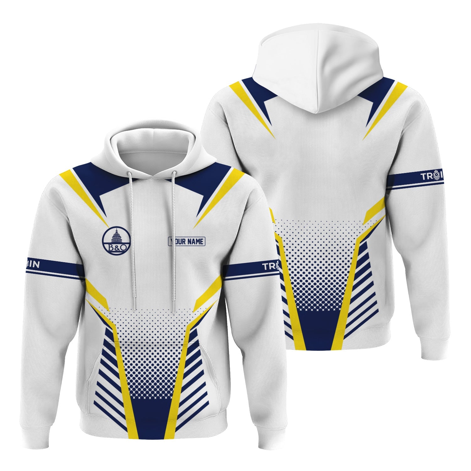 Railspirit Personalized Baltimore and Ohio Railroad Hoodie Unisex B&O Train Zip Hoodie All Over Print
