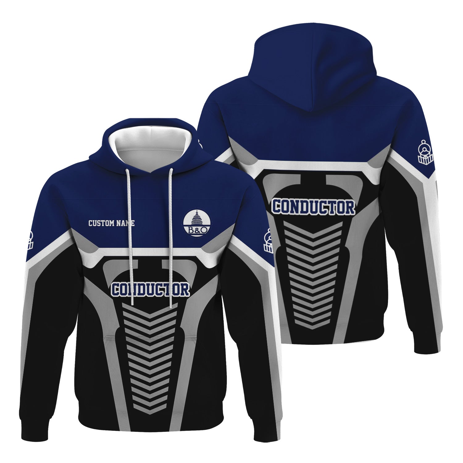 Railspirit Personalized Baltimore and Ohio Railroad Hoodie Track-Inspired with Custom Job Position B&O Train Zip Up Hoodie