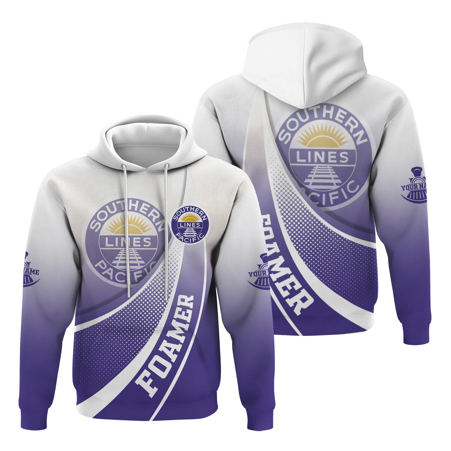 Railspirit Personalized Southern Pacific Railroad Hoodie Railway-Themed Style Zip Up Hoodie Gift Idea For Trainspotter