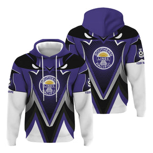 Railspirit Personalized Southern Pacific Railroad Hoodie Vibrant Graphic Pattern Zip Up Hoodie For Train Enthusiasts