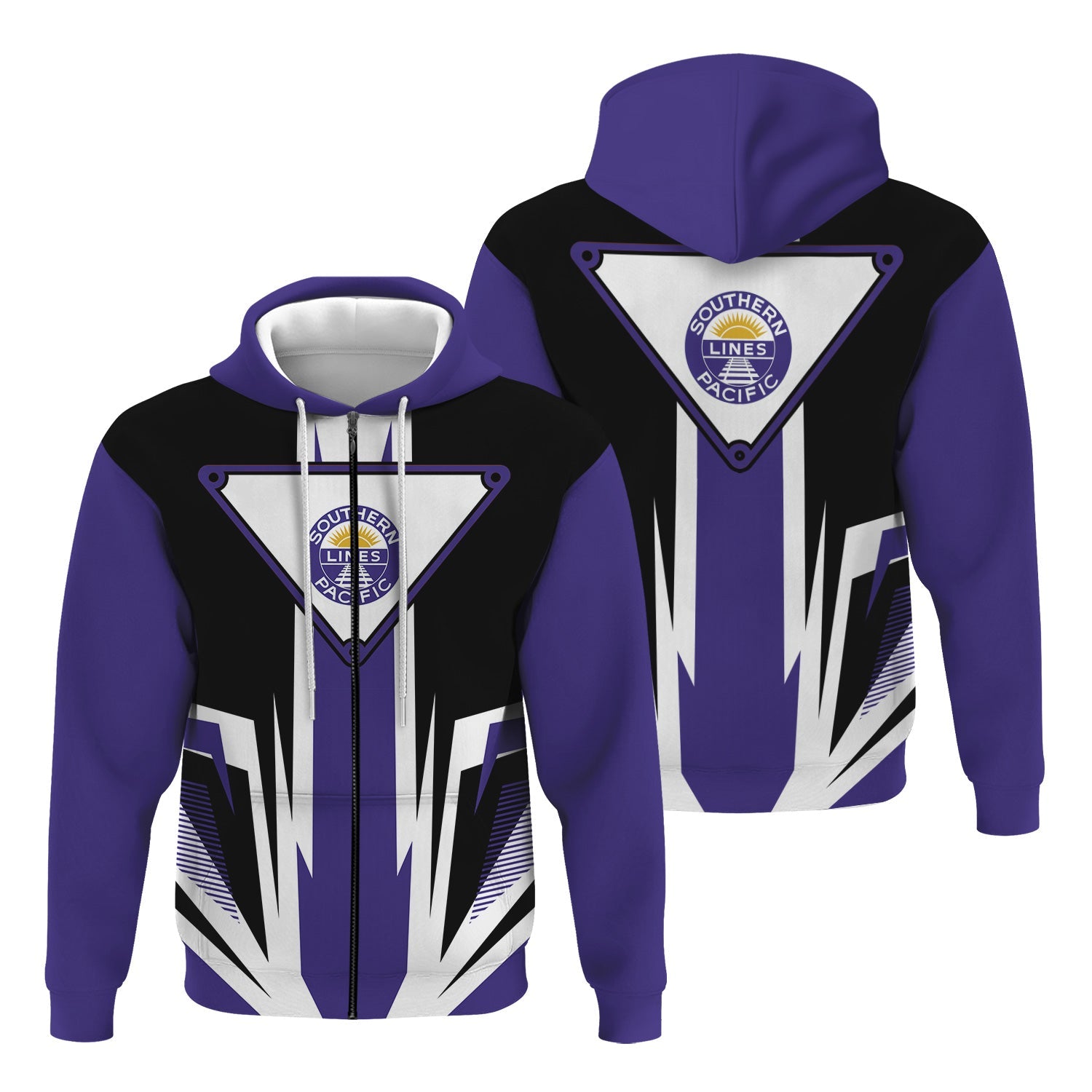 Railspirit Southern Pacific Railroad Hoodie Bold Graphic Style All Over Printed Zip Up Hoodie