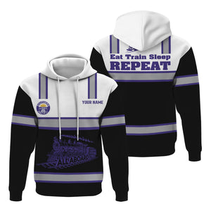 Railspirit Custom Name Southern Pacific Railroad Hoodie Eat Train Sleep Repeat Printed Train Zip Hoodie