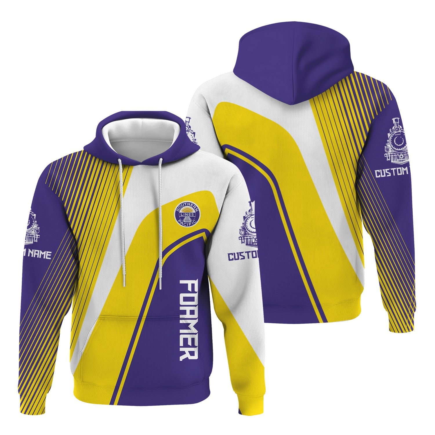 Railspirit Personalized Southern Pacific Railroad Hoodie Vibrant Striking Style Zip Up Hoodie For Rail Enthusiasts