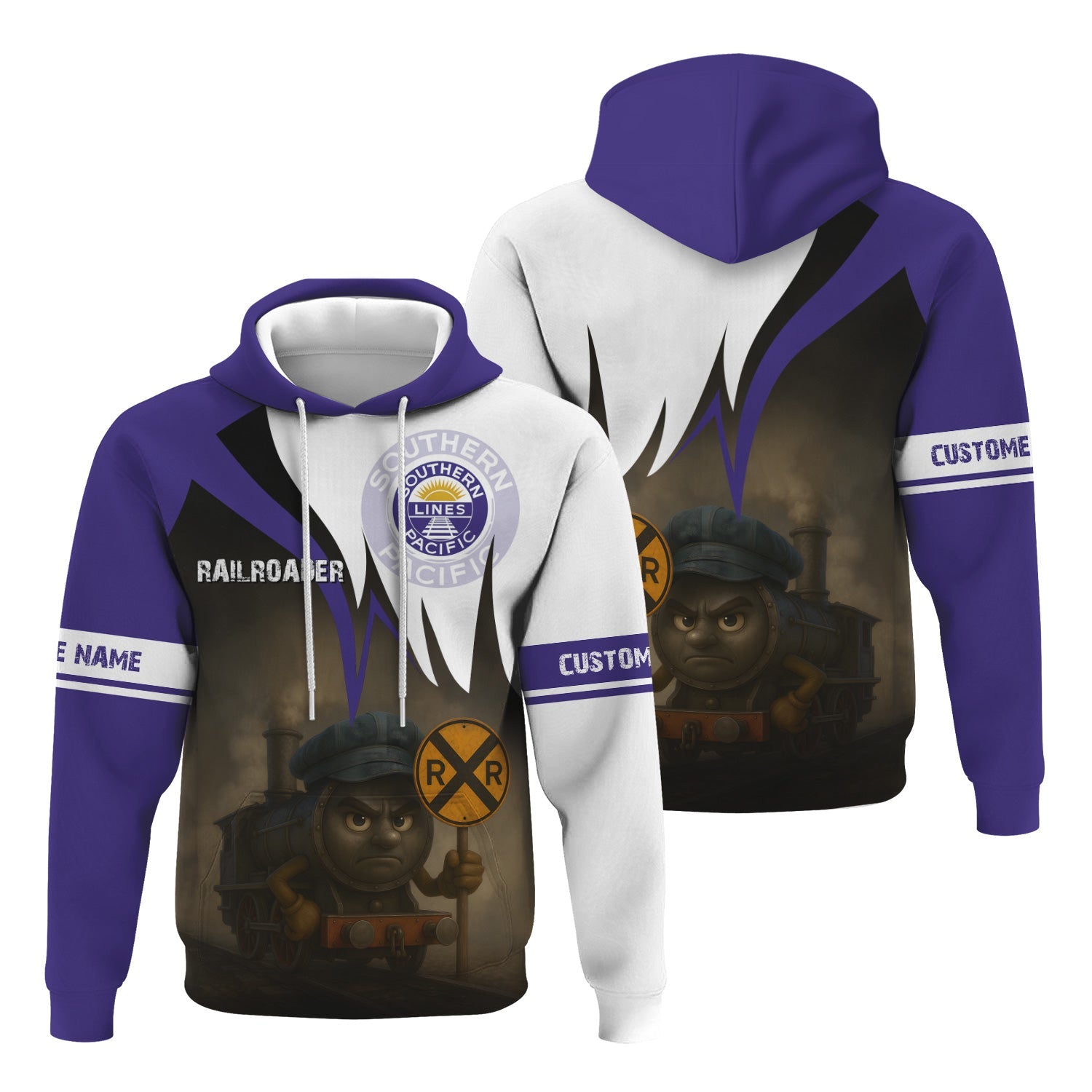 Railspirit Personalized Southern Pacific Railroad Hoodie Angry Train Hoodie Gift Idea For Train Lover