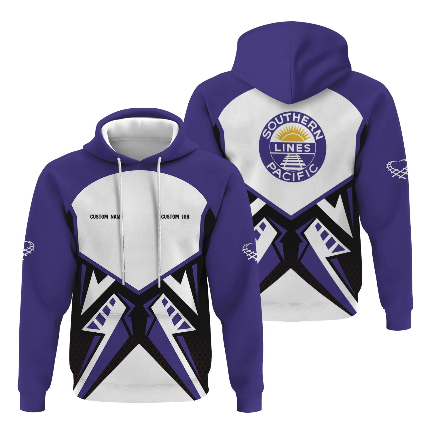 Railspirit Personalized Southern Pacific Railroad Hoodie Vibriant Style with Custom Position Train Zip Up Hoodie