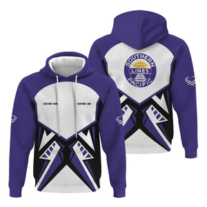 Railspirit Personalized Southern Pacific Railroad Hoodie Vibriant Style with Custom Position Train Zip Up Hoodie