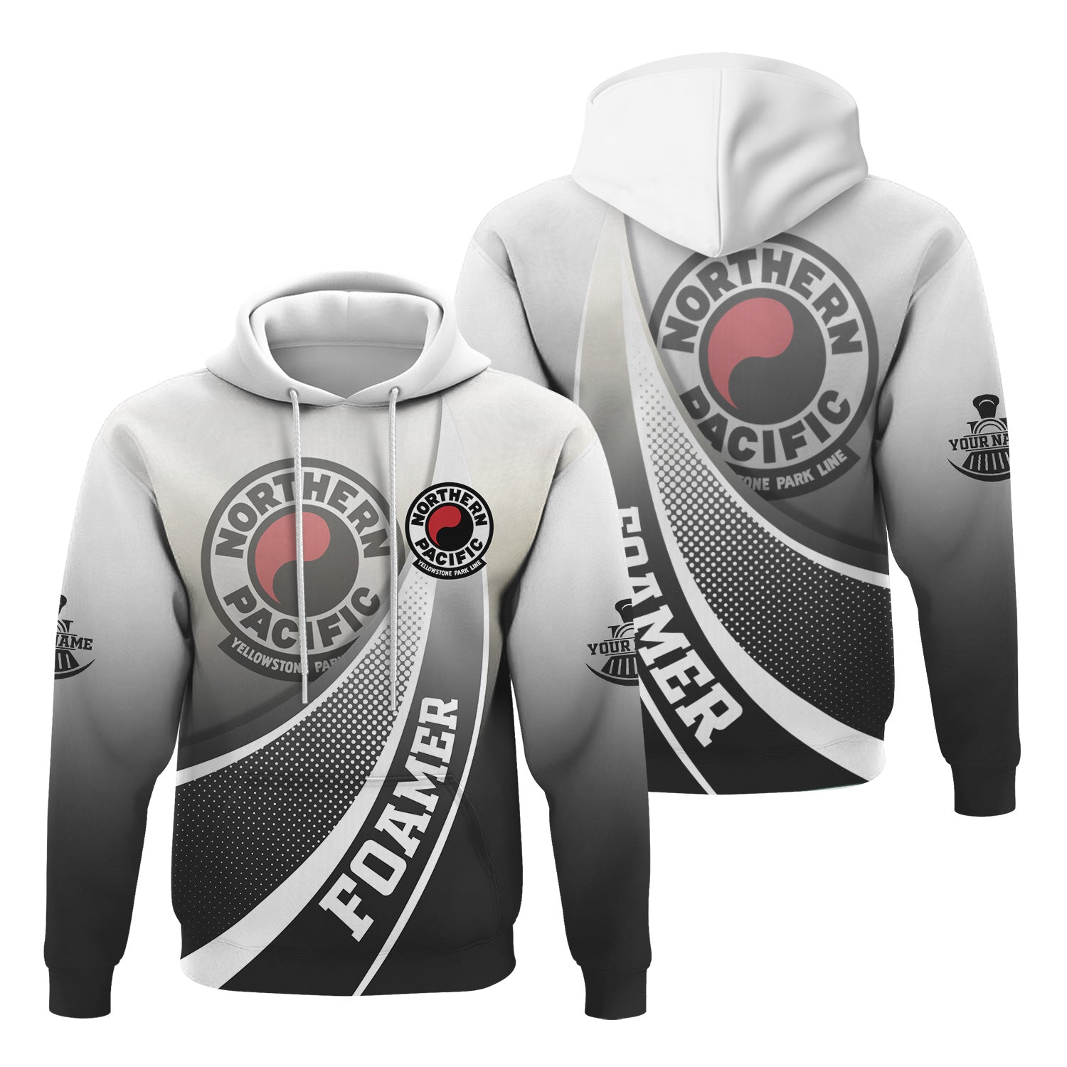 Railspirit Personalized Northern Pacific Railway Hoodie Railway-Themed Style Zip Up Hoodie Gift Idea For Trainspotter