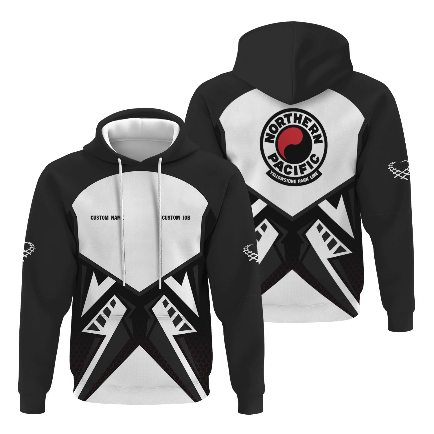 Railspirit Personalized Northern Pacific Railway Hoodie Vibriant Style with Custom Position Train Zip Up Hoodie