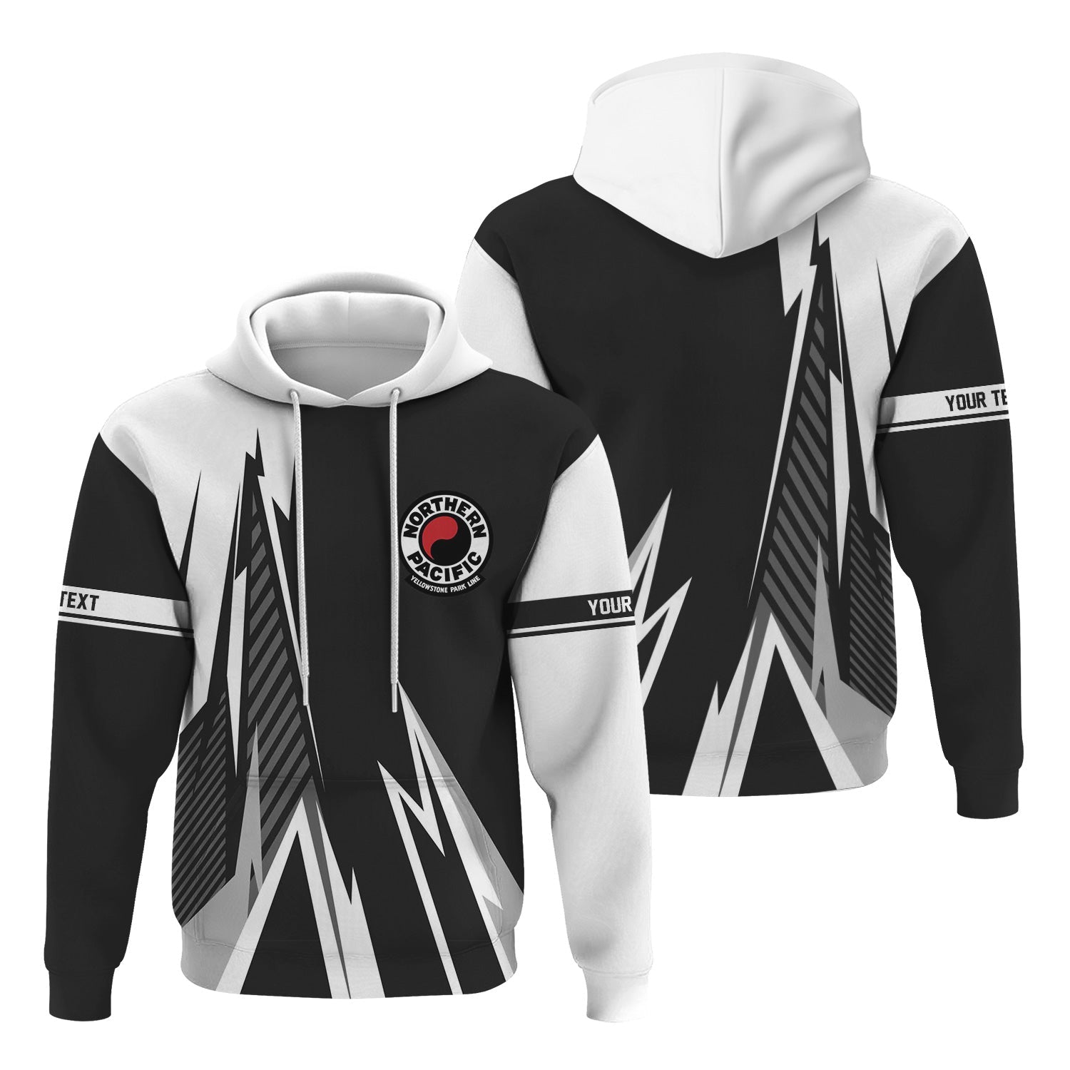 Railspirit Personalized Northern Pacific Railway Hoodie Lightning-Inspired Railway Style Zip Up Hoodie For Train Lovers