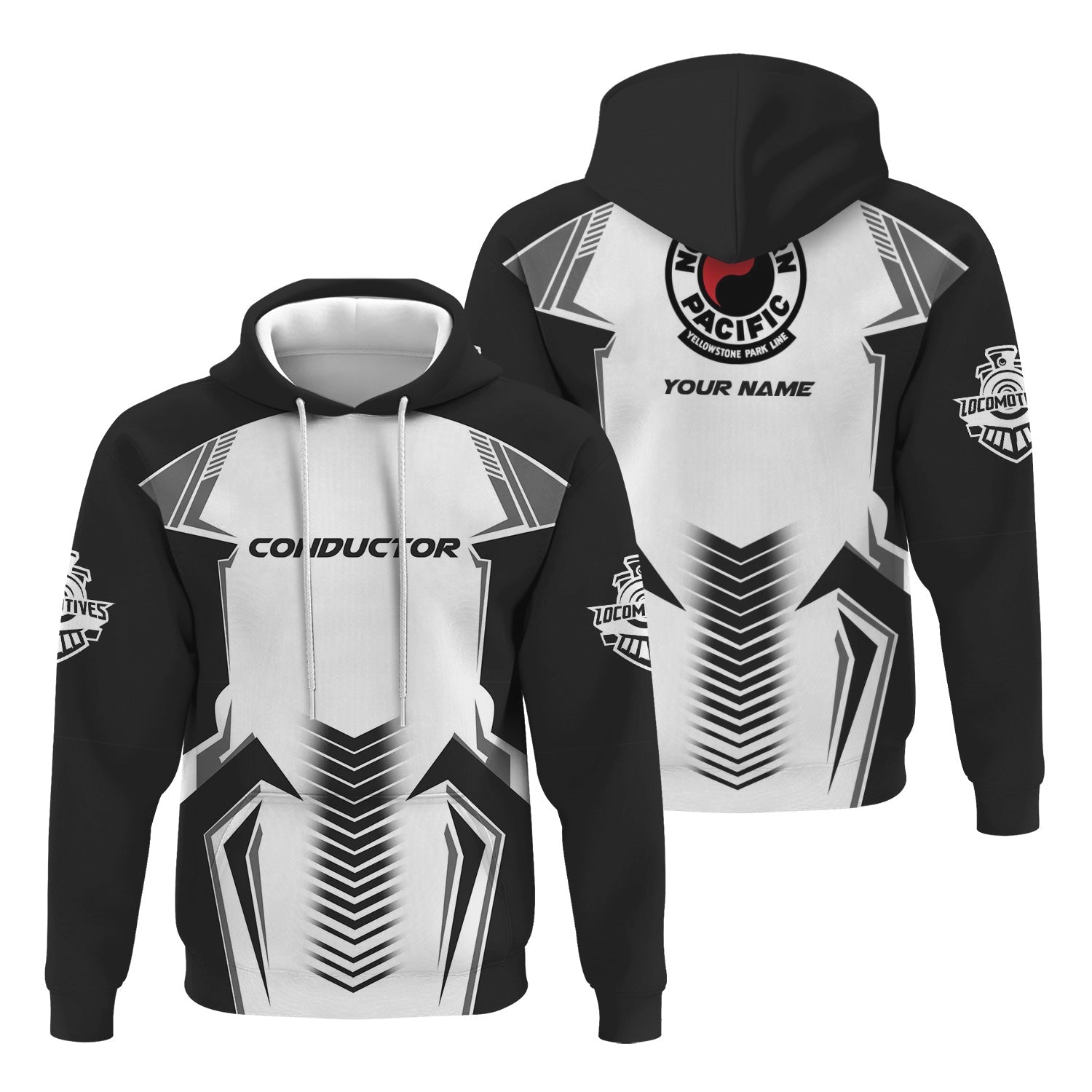 Railspirit Personalized Northern Pacific Railway Hoodie Standout Style with Custom Position Train Zip Up Hoodie