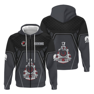 Railspirit Personalized Northern Pacific Railway Hoodie Steam Locomotive Engine Graphic Train Zip Up Hoodie All Over Print