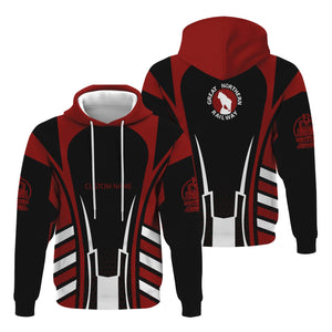 Railspirit Personalized Great Northern Railway Hoodie Striped Railroad Style GNR Train Zip Up Hoodie All Over Print