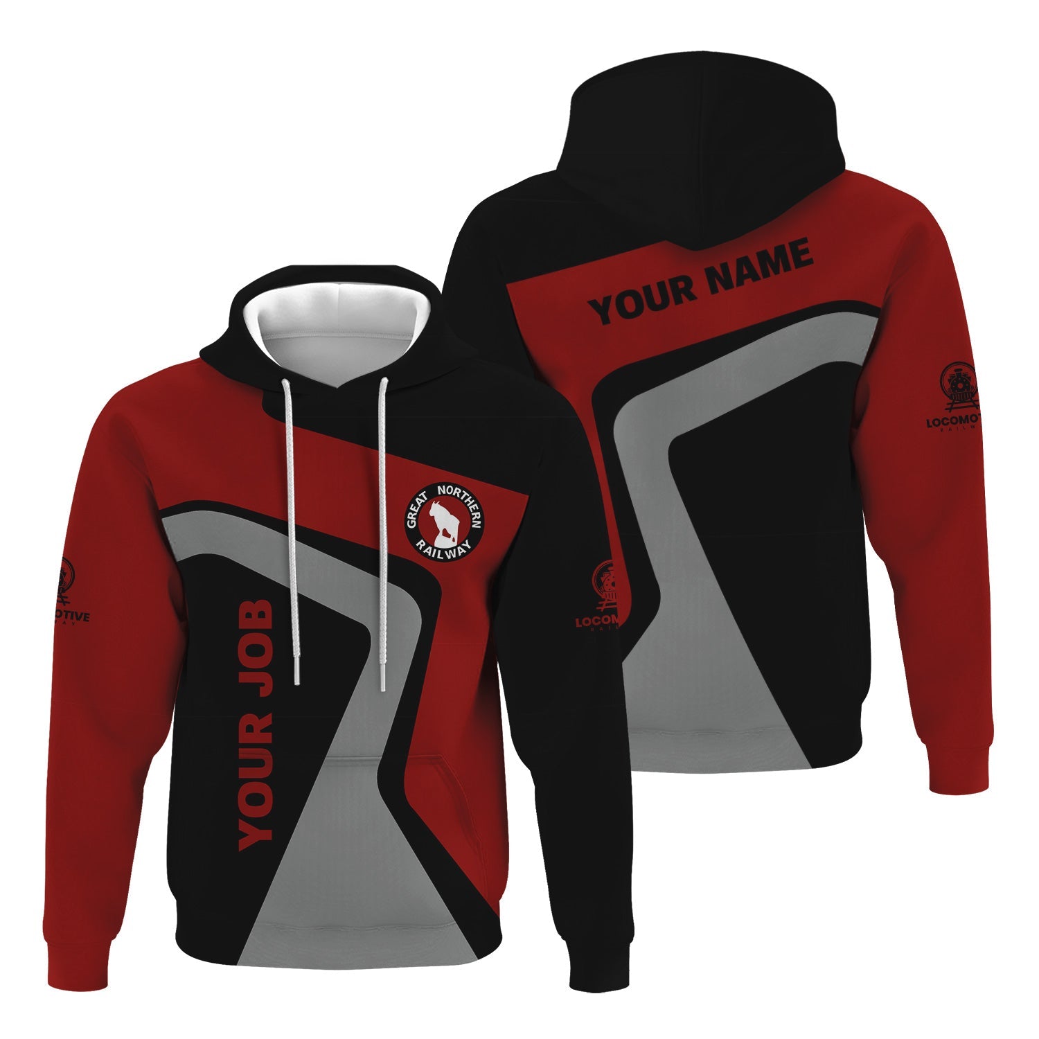 Railspirit Personalized Great Northern Railway Hoodie Unique Design with Custom Job Position GNR Train Zip Up Hoodie