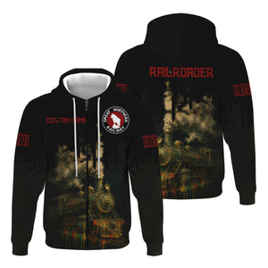 Railspirit Personalized Great Northern Railway Hoodie Vintage Train Art Style GNR Zip Up Hoodie For Locomotive Fans
