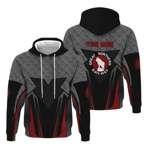 Railspirit Personalized Great Northern Railway Hoodie Rugged Steel Vibes GNR Train Zip Up Hoodie All Over Print