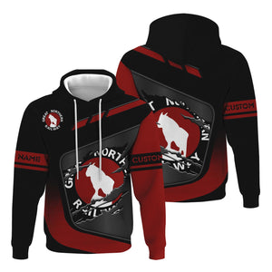 Railspirit Personalized Great Northern Railway Hoodie Ripped Texture Style GNR Train Zip Up Hoodie For Railroad Fanatic