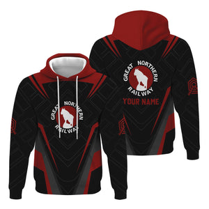 Railspirit Personalized Great Northern Railway Hoodie Railway Inspired Apparel GNR Train Zip Up Hoodie For Train Lovers