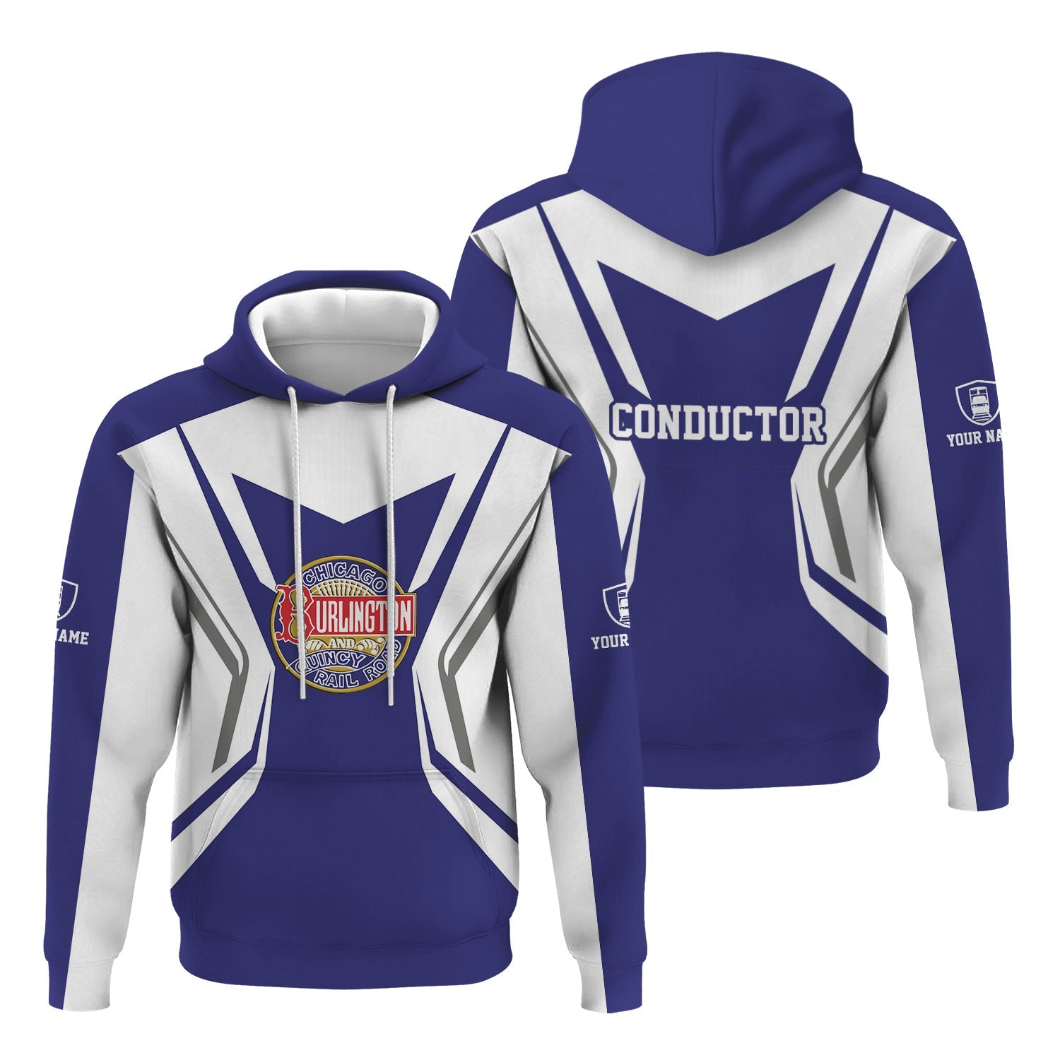 Railspirit Personalized Chicago, Burlington and Quincy Railroad Hoodie Unique Style with Custom Job Train Zip Up Hoodie