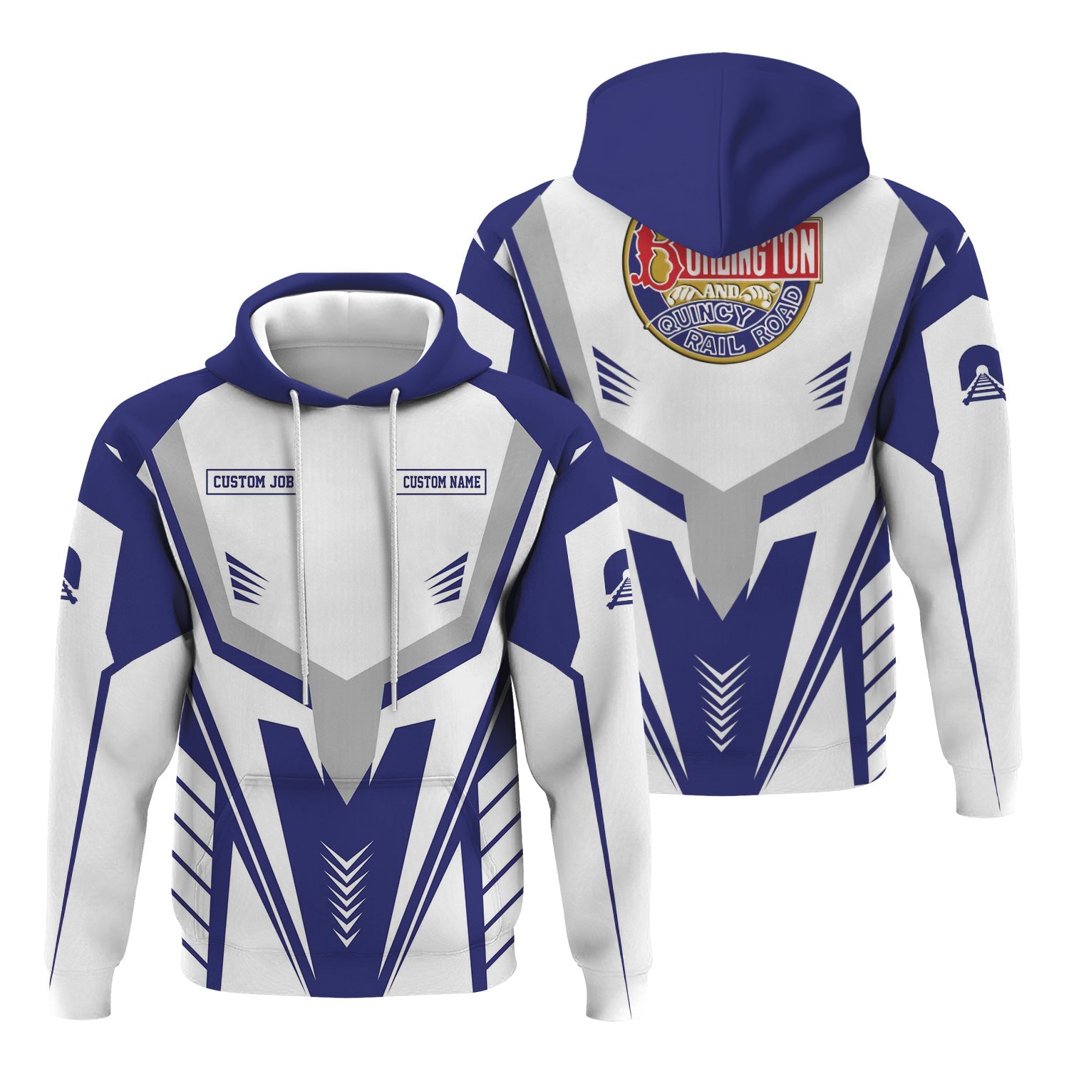 Railspirit Personalized Chicago, Burlington and Quincy Railroad Hoodie Workwear-Inspired with Custom Position Train Zip Up Hoodie