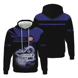 Railspirit Custom Name Chicago, Burlington and Quincy Railroad Hoodie American Train Ticket Printed Zip Hoodie