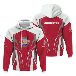 Railspirit Personalized Chicago, Burlington and Quincy Railroad Hoodie Futuristic Design with Custom Job Train Zip Up Hoodie