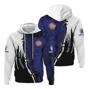 Railspirit Personalized Chicago, Burlington and Quincy Railroad Hoodie Retro Stitches Design with Custom Position Train Zip Up Hoodie